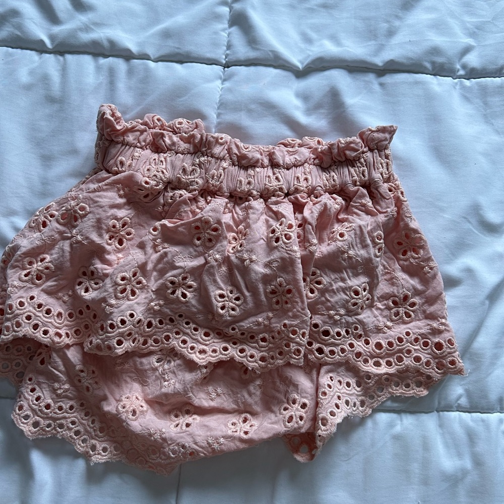 Pink cropped strapless top
